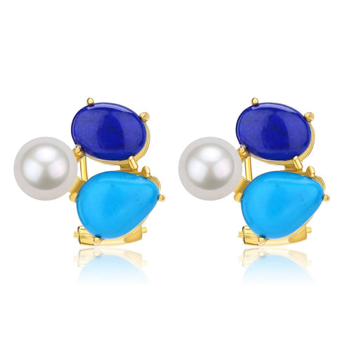 Turquoise Freshwater Pearl Earrings - House Of Pearls